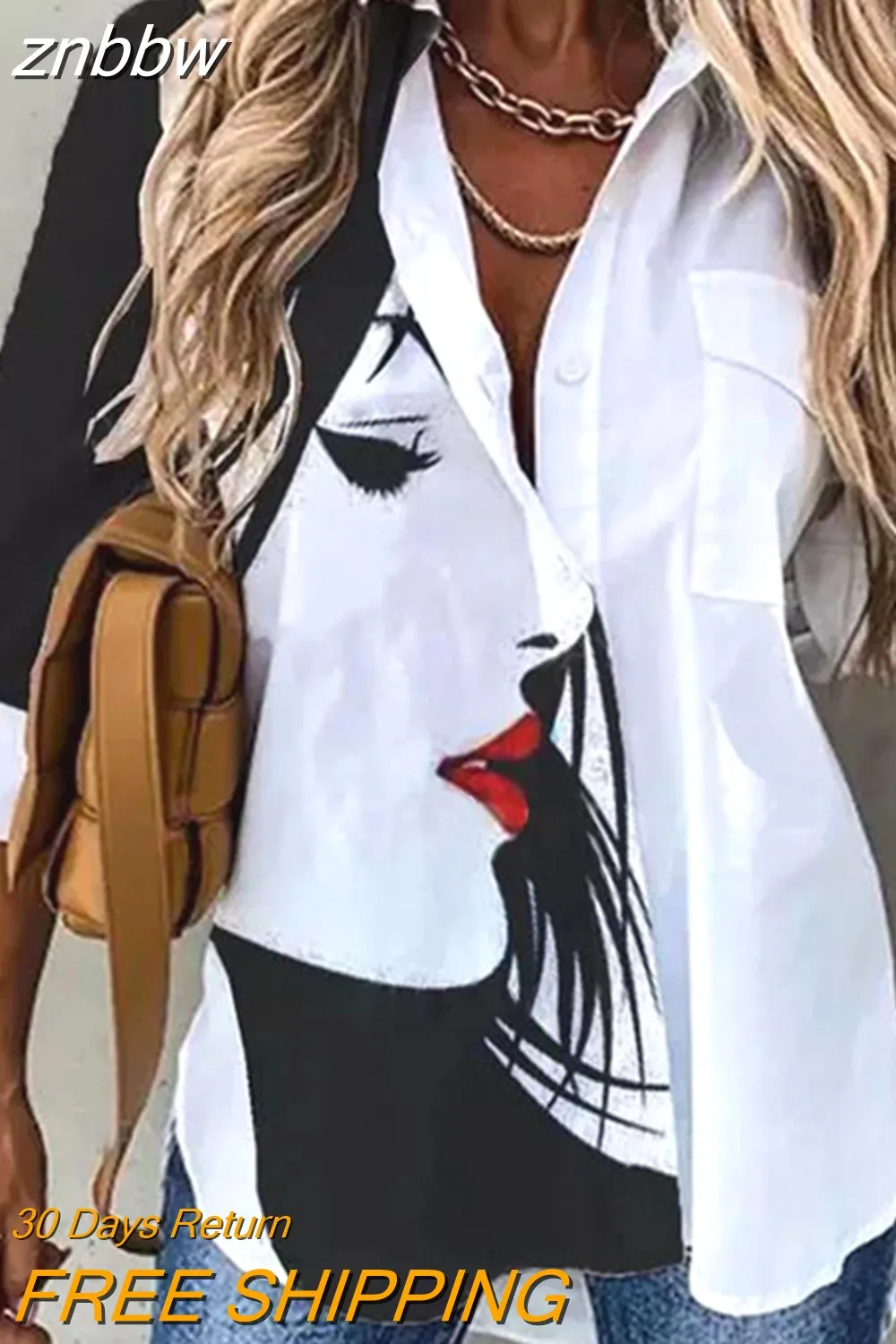 znbbw Summer Fashion Shirt Women Temperament Long-Sleeved Autumn Woman Shirt Casual Printed Loose Top Oversized Blouses Spring