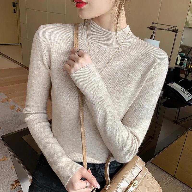 Znbbw Sweater Women Fashion New Stretch Basic Tops Knitted Pullovers Long Sleeve Bottoming Jumper Ladies Sweater New