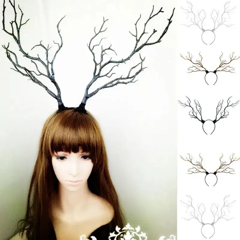 Znbbw Fairy Long Antlers Tree Branches Horns Hat Hair Headband Cosplay Party Fancy Dress Xmas Best Gift