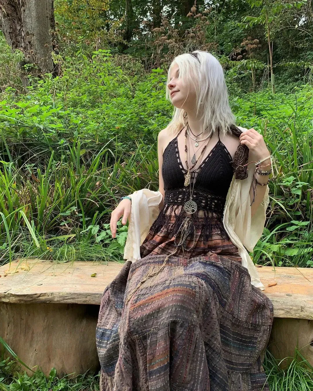 Znbbw Long Skirts Boho Fairyore Grunge Retro Skirts Kawaii Holiday Brown Pleated Cute Party Skirts Women Streetwear Clothes