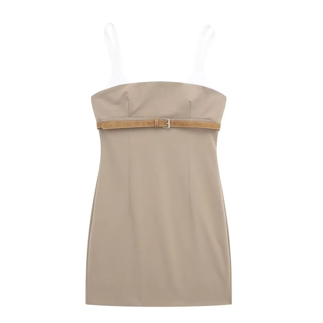 Znbbw Spring Style With Belt Splicing Short Dress 3152308