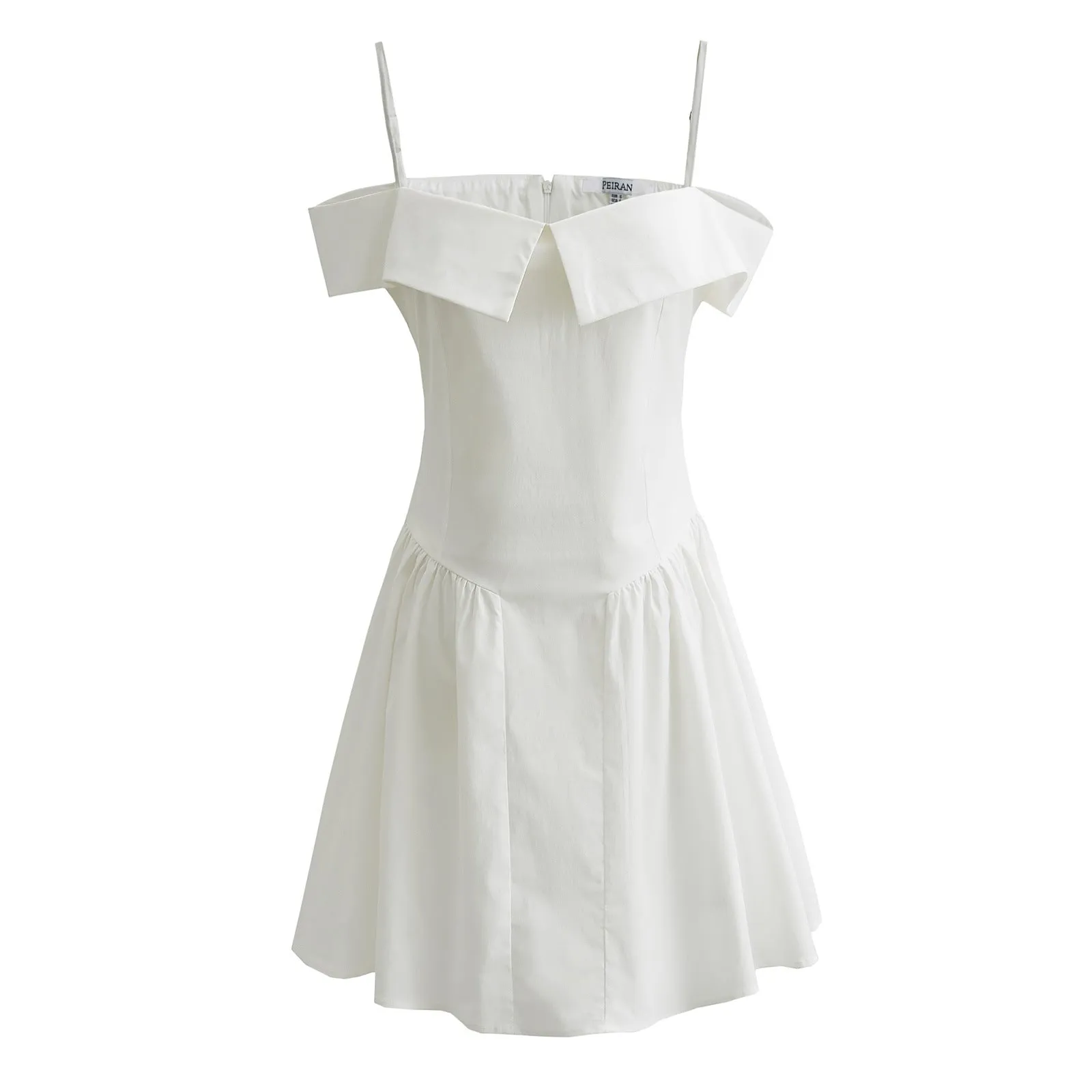 Znbbw New Style Of Sweet Wind In Early Spring Has A Slim Collar And Shows A Thin Solid Color Halter Skirt.