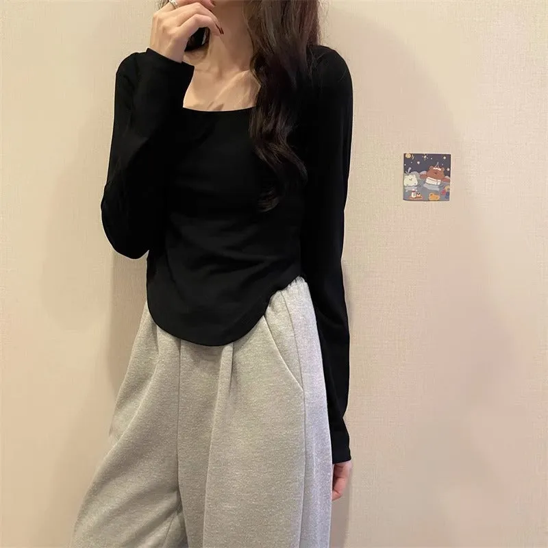 Znbbw Long-Sleeved Bottomed Shirt For Women In Early Autumn, The New T-Shirt Is Designed To Be Slim And Slim.