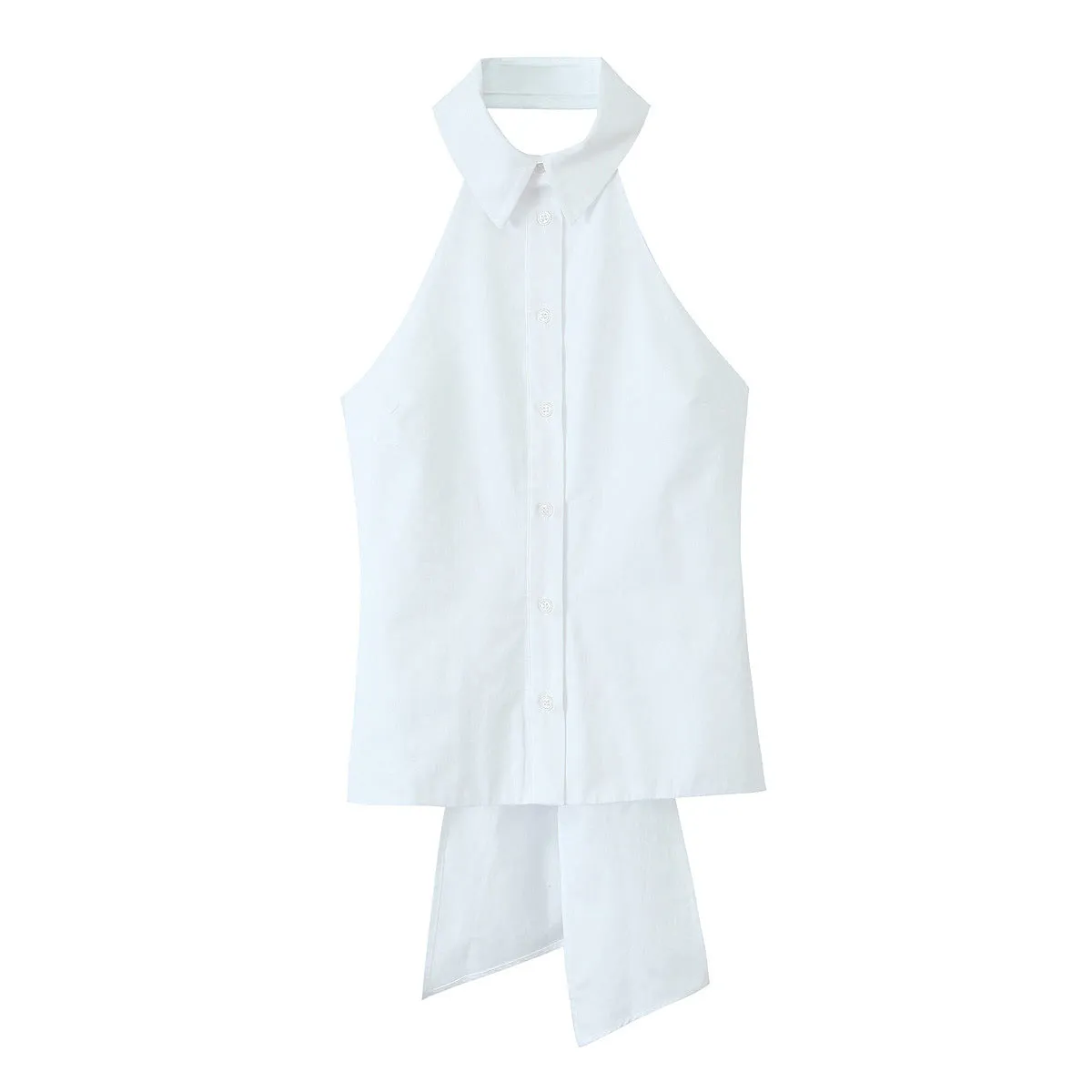 Znbbw New Spring Style Hanging Neck Trench Coat Fabric Bare-Back Bow Coat 3152003