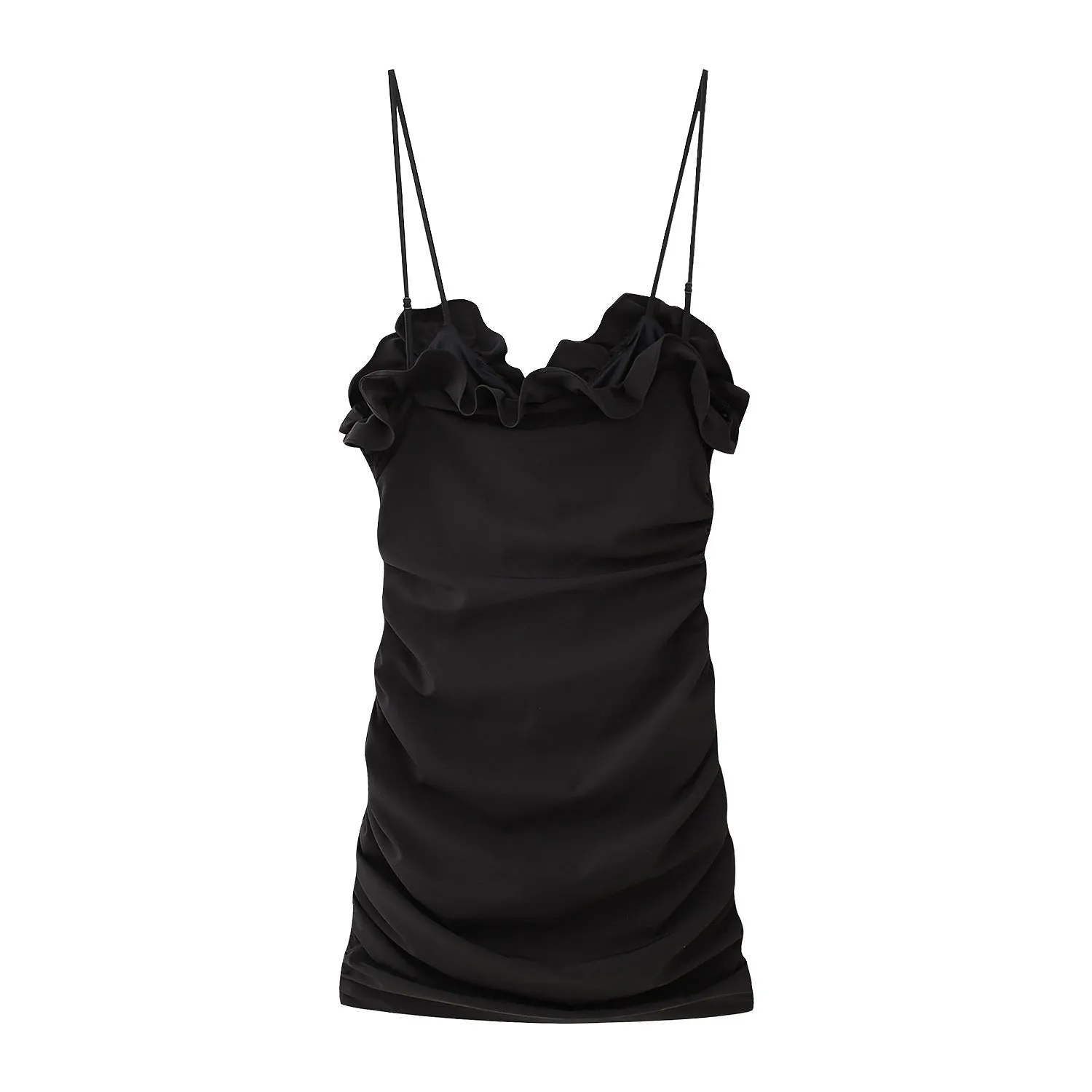 Znbbw Spring Style Laminated Decorative Pleated Suspenders Dress 2851045