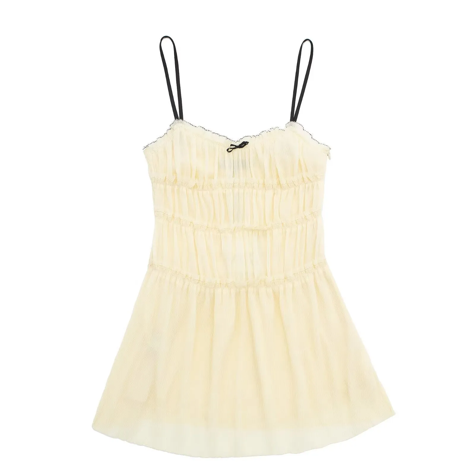 Znbbw Spring Style Small Bow Decorated With Texture Slim Suspender Dress 7200304