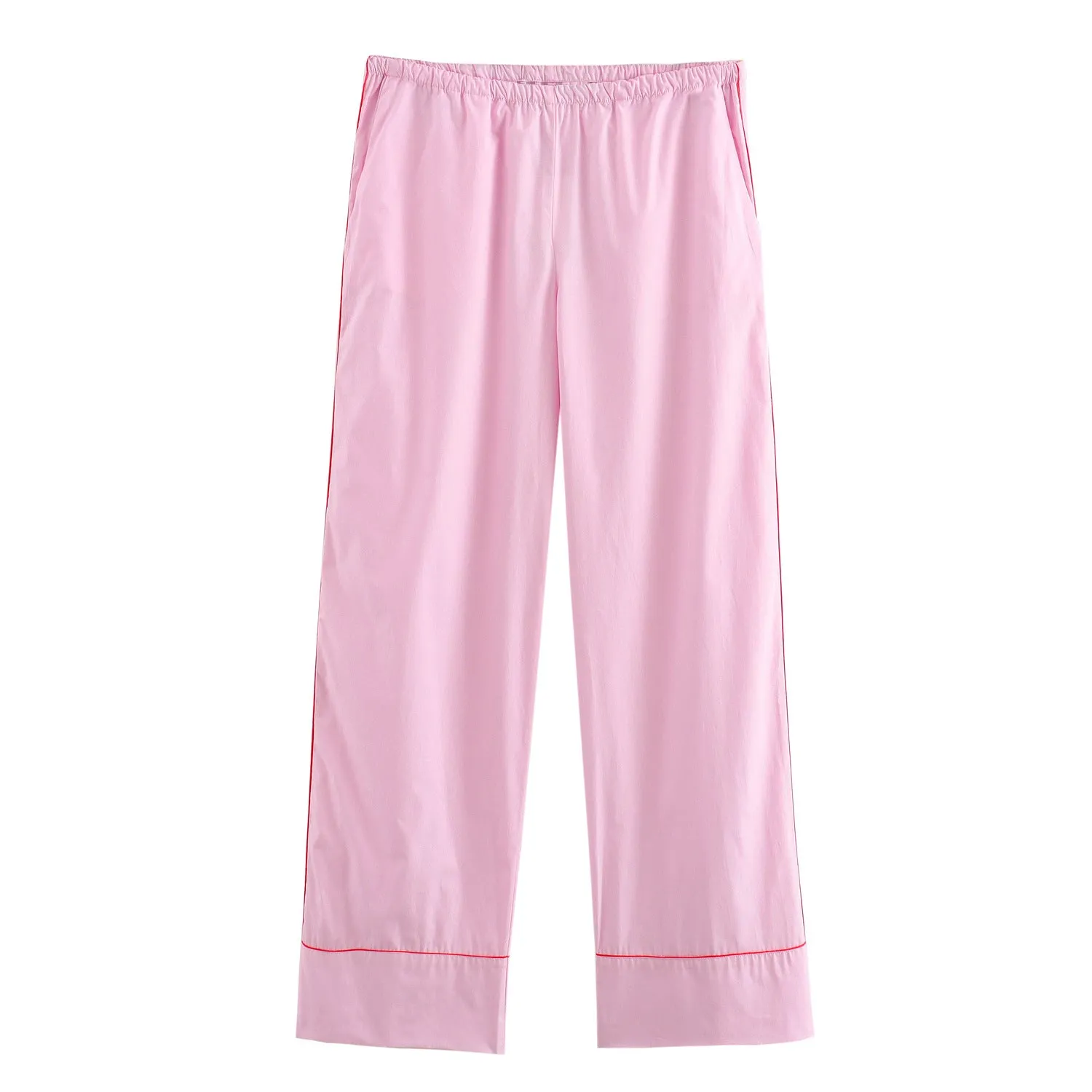 Znbbw New Rolled-Edged Poplin Shirt Rolling-Edged Pajamas Style Pants Set