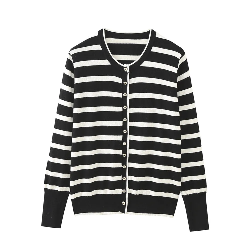 Znbbw New Autumn Style Buckle Collection Casual Knitted Cardigan Jacket 0506110