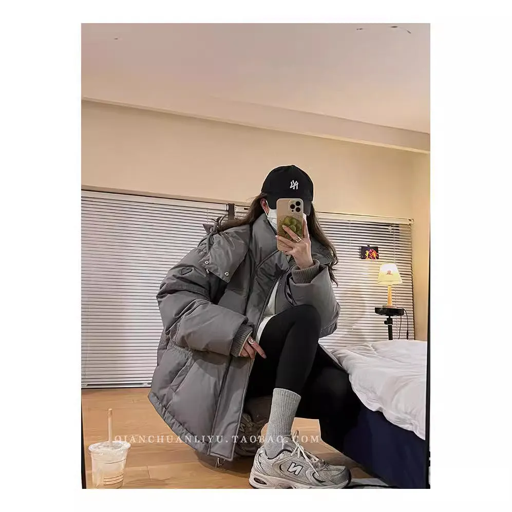 Love Short Cotton-Padded Clothes 2024 New Men And Female Couples Bread Clothing Minority Design Sense In Winter