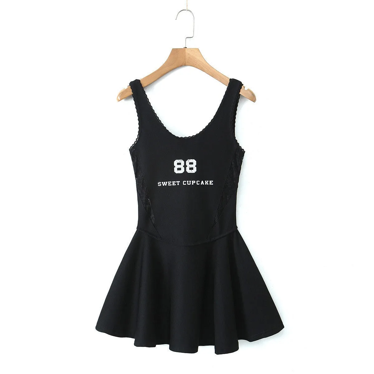 Znbbw Spring Style Lace U-Collar Digital Printing Sports Style Slim Dress Short Skirt