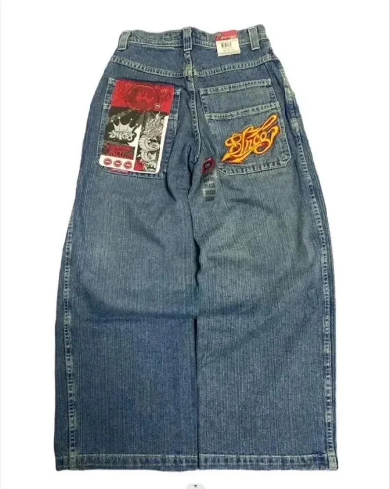 Znbbw Year's Popular Style JNCO Graphics Jeans Y2K Hip-Hop Loose Jeans For Men And Women Harajuku