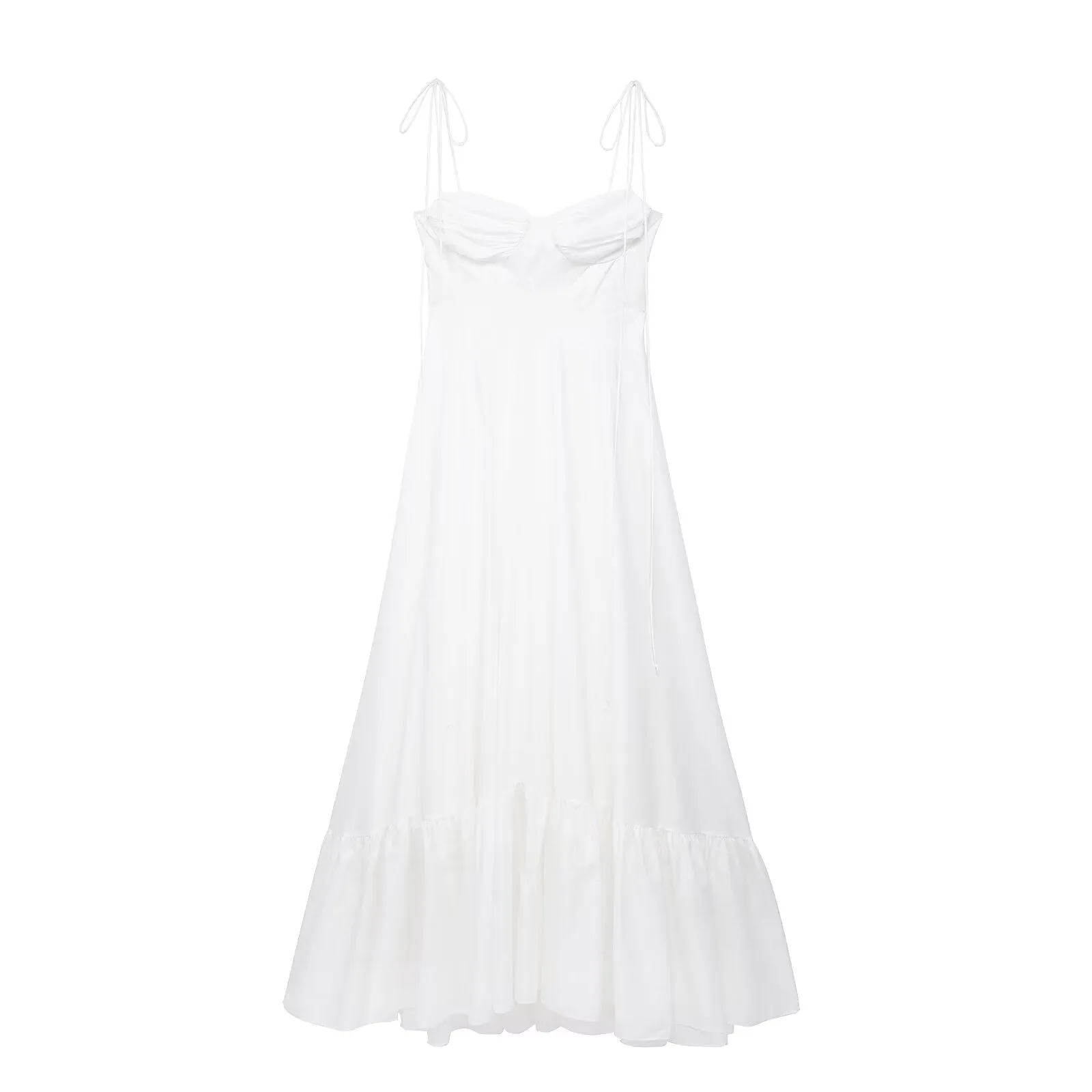 Znbbw / Summer 2024 New European Station Laminated Poplin Dress Ladies' White Skirt 2673072