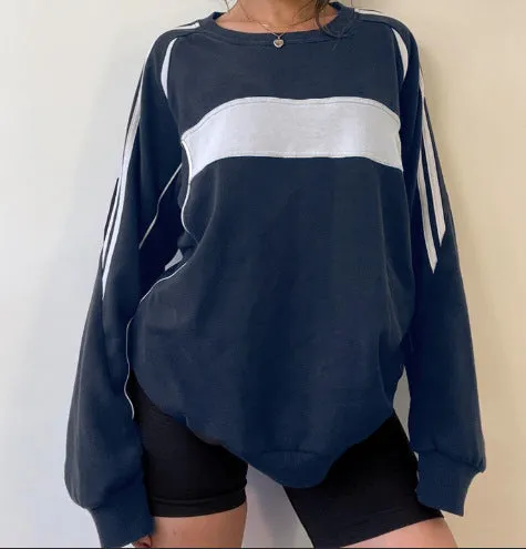 College Style Color Sprouting And Splicing Loose Long-Sleeved Round-Neck Sweater 2025 Autumn New Leisure Sports Jacket