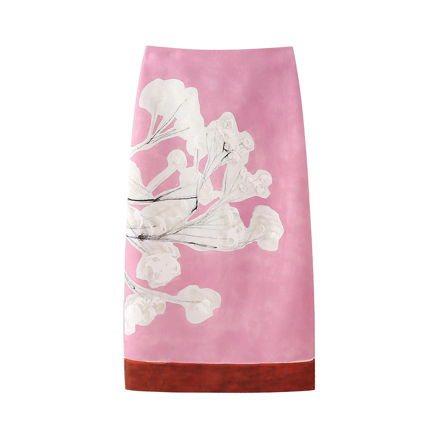 Znbbw New Blended Printed Split Straight Skirt 2394119