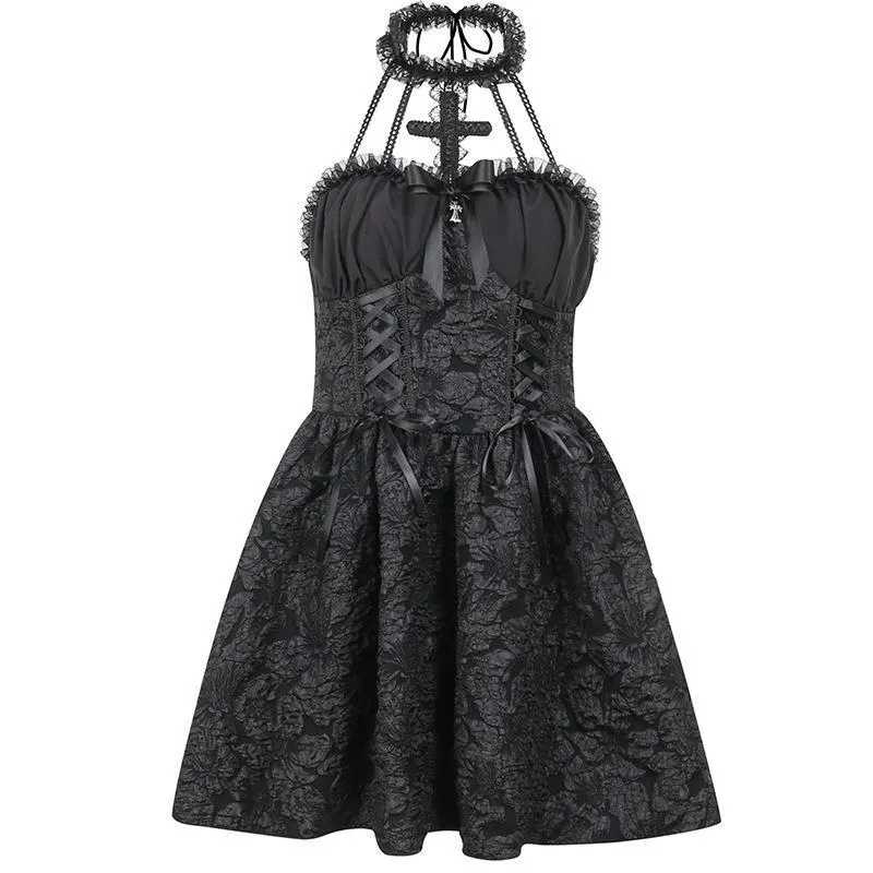 Znbbw Halloween Dress A New Winter Style Dress With A Cross Neck And A Dark Waist