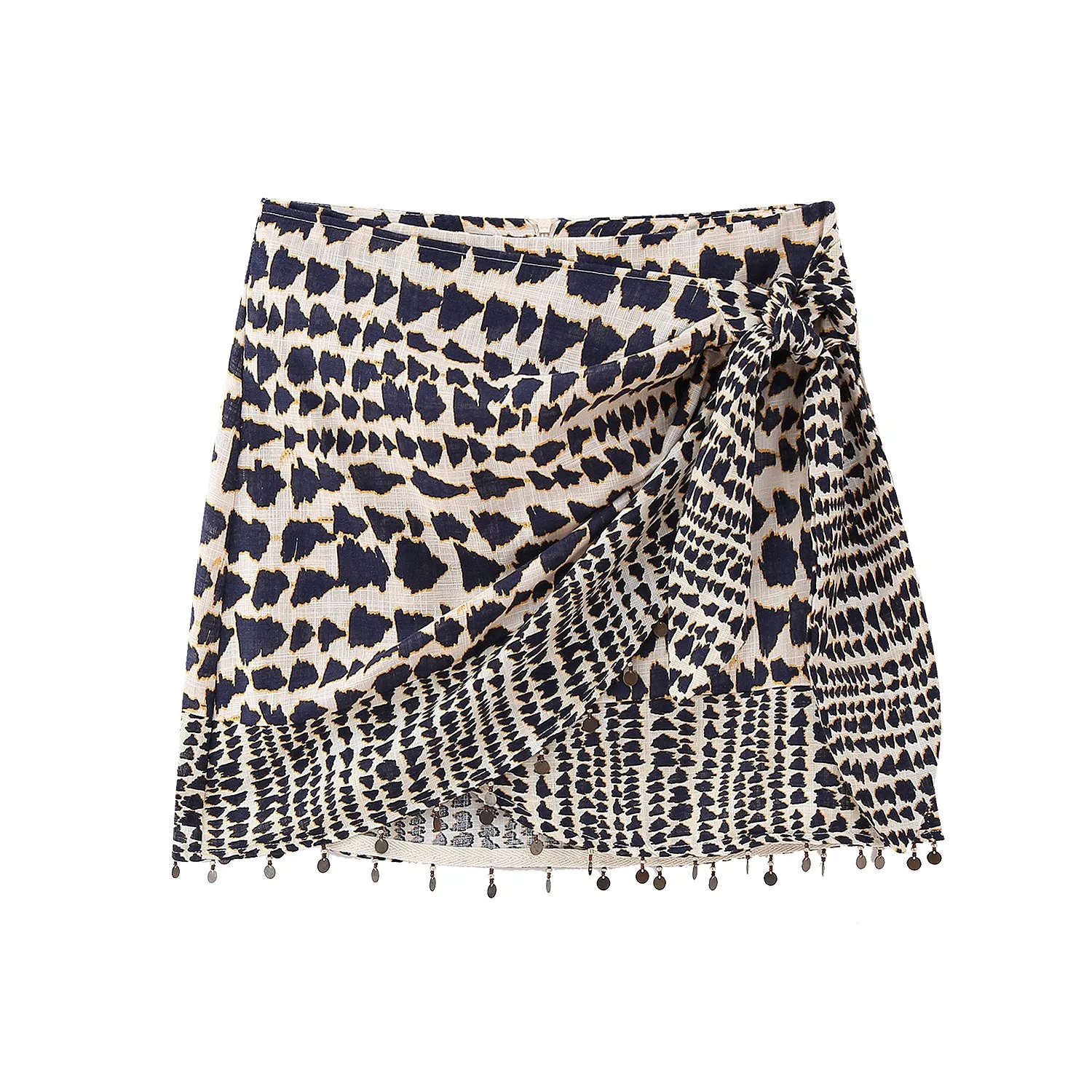 Znbbw Spring Style Beaded Double Skirt Print Skirt Miniskirt 9878124