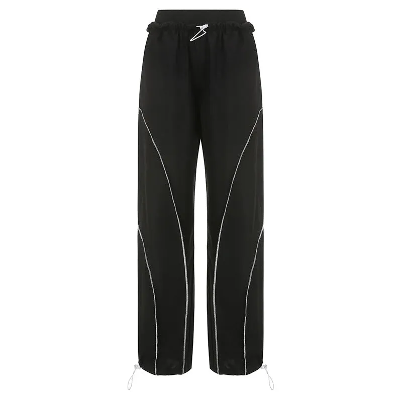 2025 Summer New Style Spice Girls Fashion, Energetic, High-Waisted Elastic Belt, Pull-Rope Sport Pants