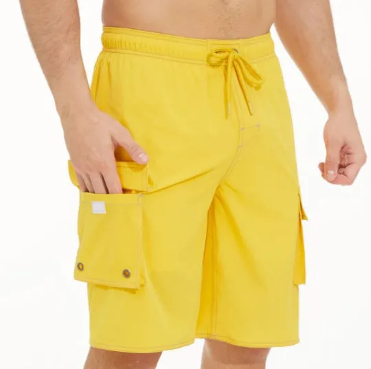 Znbbw Pants Solid Color Multi-Pocket Fake Two Double-Layer Overalls Five-Point Fitness Running Leisure Sports Shorts