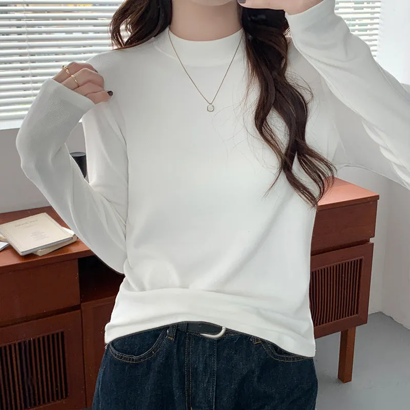 Znbbw Knitted Semi-High Collar Bottomed Shirt In Autumn And Winter, The New Elastic Soft Waxy Pro-Skin Polished Coat