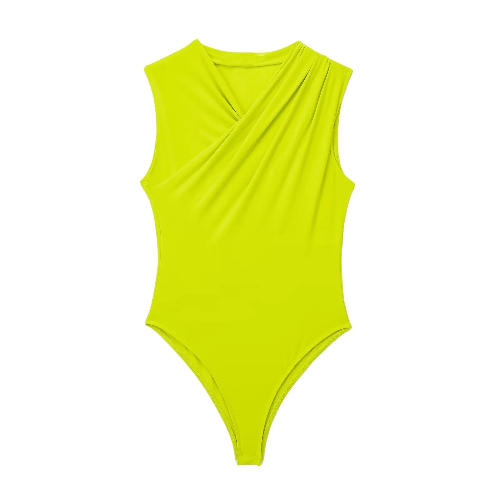 Znbbw New Solid Color Pleated Neckline Sleeveless Jumpsuit 1165081