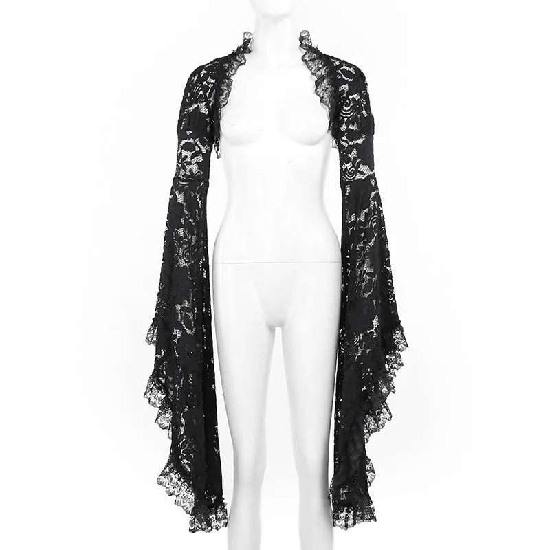 Znbbw Spring 2024 New Sexy Cardigan Blouse Dark Style Slim Classical Lace Blouse Girl