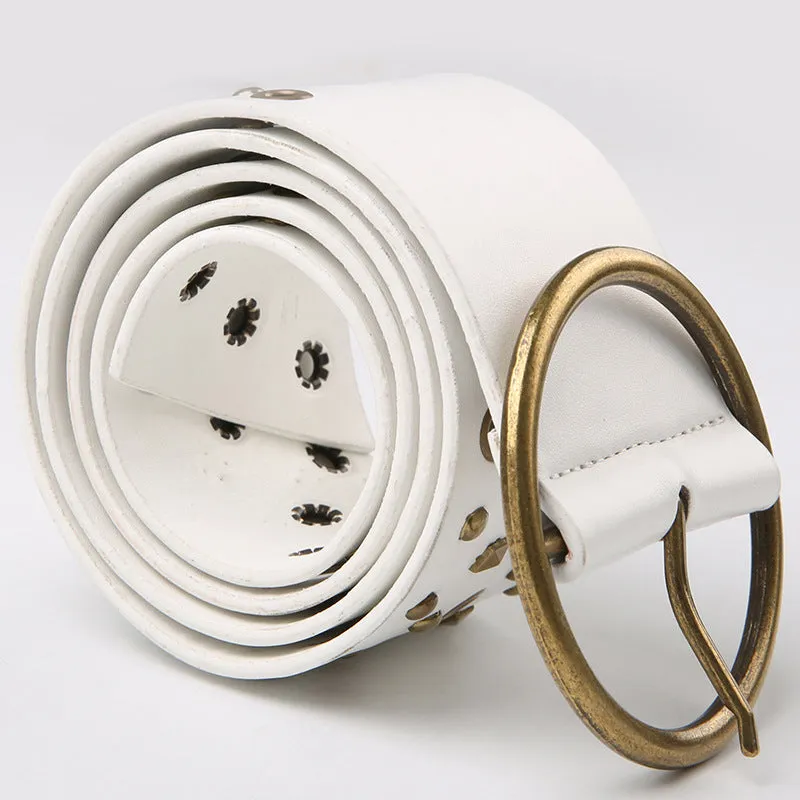 Spicy Girls Fashionable Retro Rivet Ring PU Leather Belt 2024 Sexy Waist Elastic Waist Seal Accessories Belt