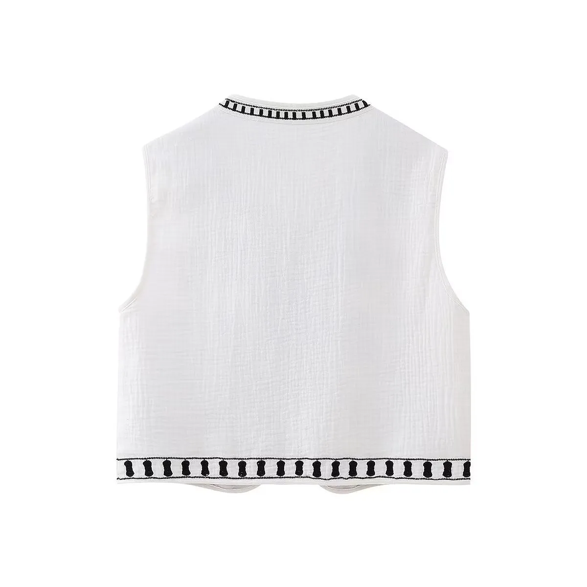 Znbbw Spring Casual Loose Embroidered Cardigan Vest