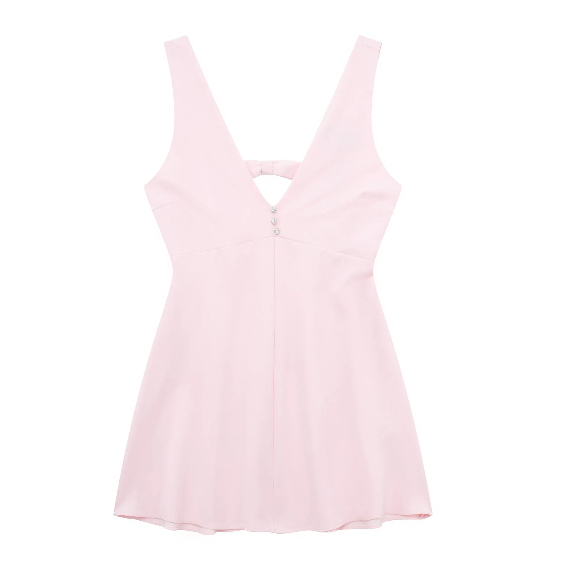 Znbbw Spring Jewelry Button Trim Solid Color Vest Dress 2747571