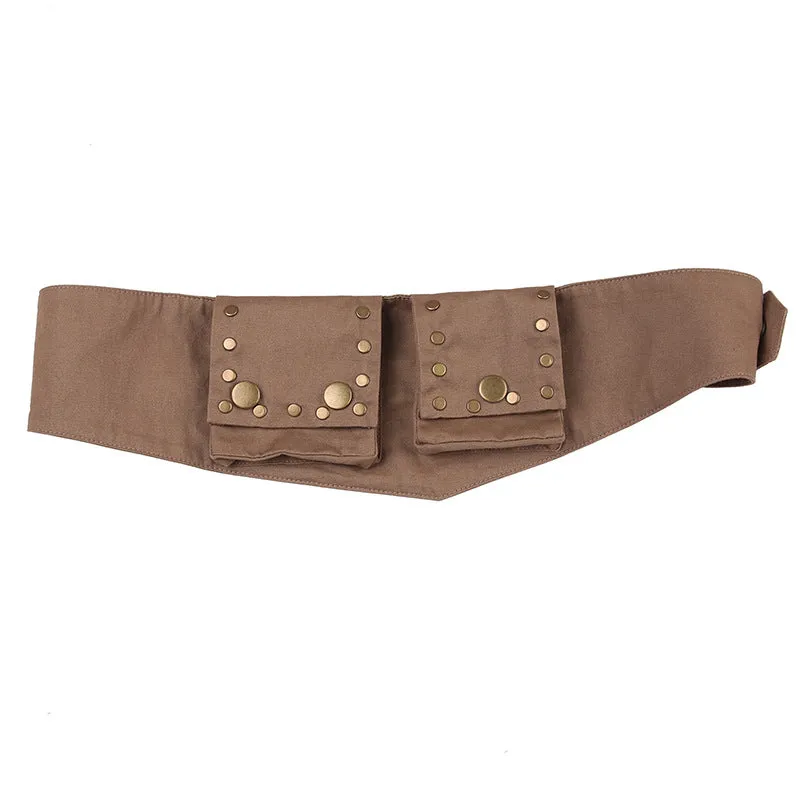 Western Style Retro Four-Button Waist Bag 2025 Summer New Punk Style Waist Accessories Ultra-Wide Belt
