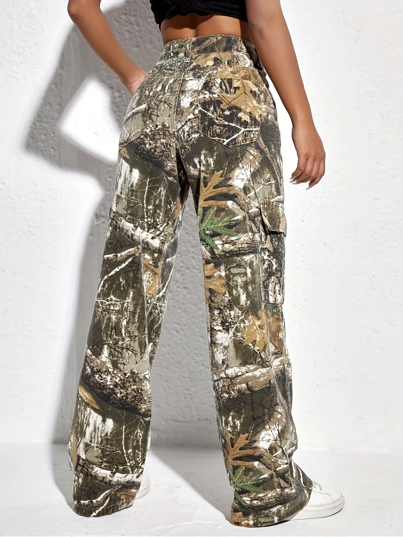 Znbbw Large Pocket Loose Straight Trousers Spring And Autumn New Individualized Printed Camouflage Floor Mopping Overalls
