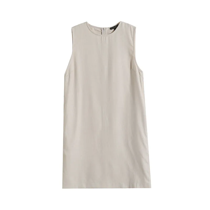 Znbbw Spring Style Casual Minimalist Elegant Sleeveless Dress