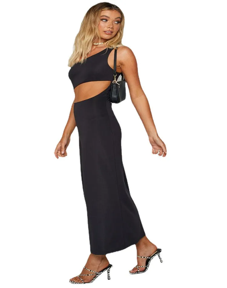 Znbbw Spring / Summer New One-Shoulder Dress INS Casual Party Side Fork Party Dress