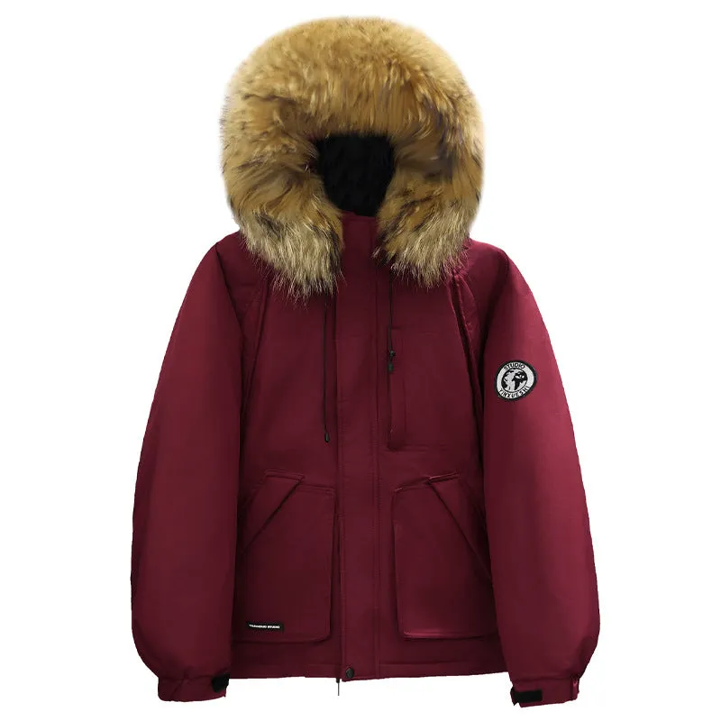 Down Cotton Jacket Female 2024 Winter New Thickened Senior Couples Big Wool Collar Padded Coat