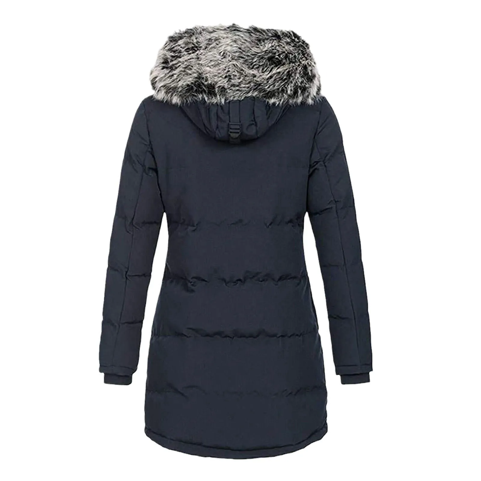 Znbbw Women's Autumn And Winter New Ladies With Hats, Warm And Slim Cotton Clothes, Medium-Long Solid Color Jackets