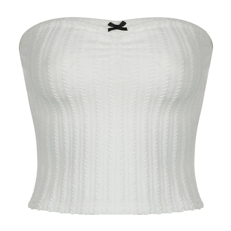 Sexy Little Woman Bow Stitching Solid Color Breast Coat 2024 Spring / Summer New Style Slim Spicy Girl Vest