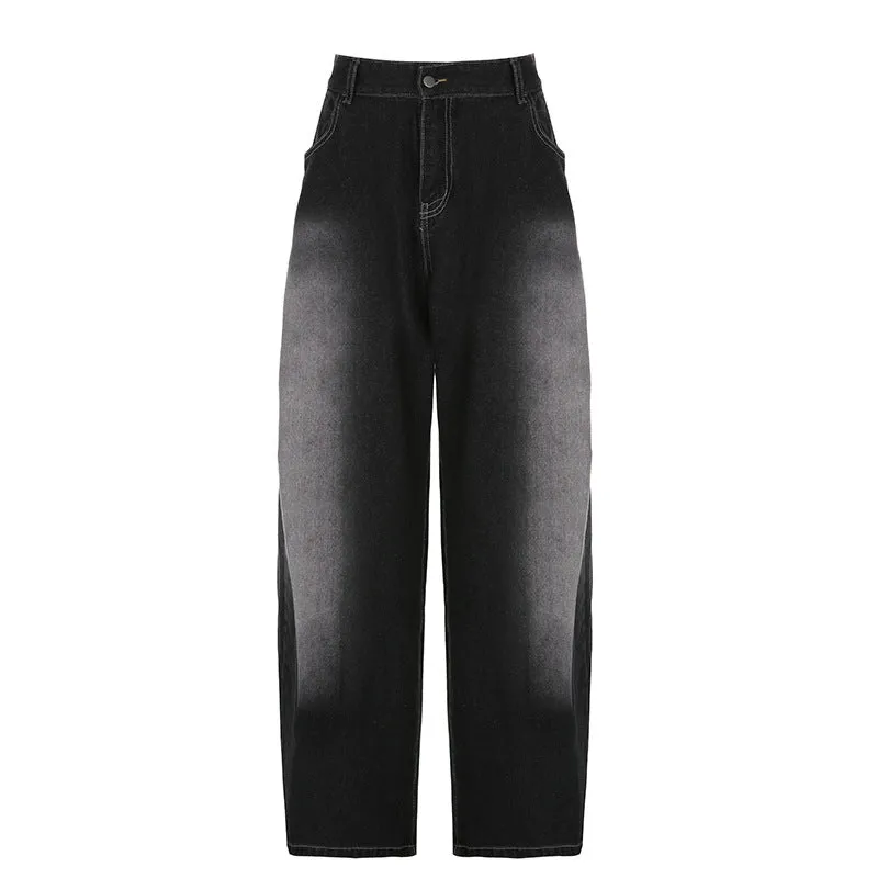 2024 The New Summer Style Water Wash Color Waist Pleated Loose Trouser Legs Casual Fashion Show Skinny Jeans