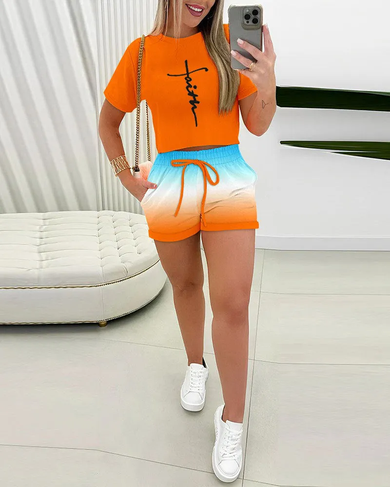 Znbbw Temperament Leisure And Comfortable Summer Printed Trousers Suit