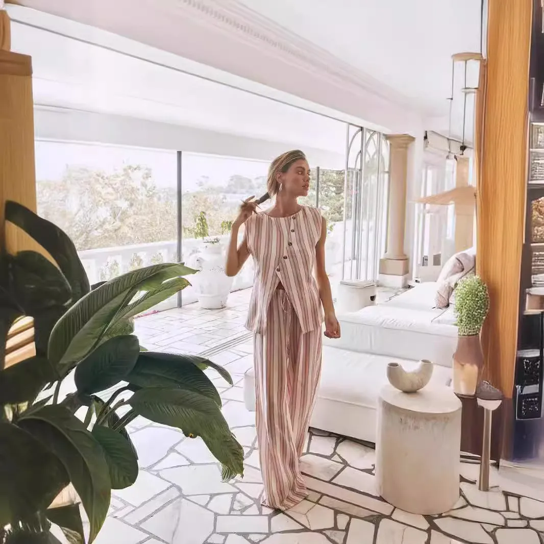 Znbbw Women's Fashion Fashion Button Stripe Suit