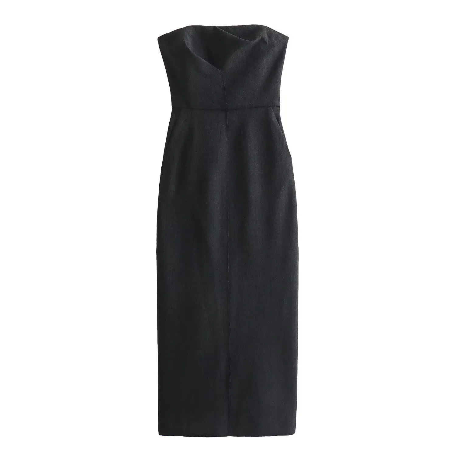 Znbbw New Solid Color Slimming And Wiping Chest Medium-And Long-Style Dress 8592807