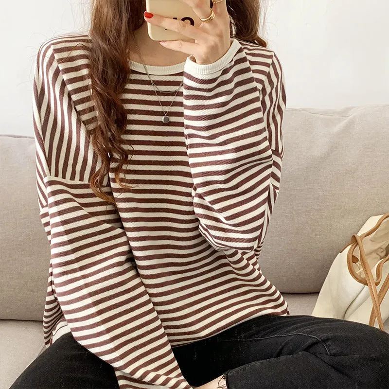 Znbbw Version Hoodie Women's Spring And Autumn Thin Style 2024 Spring New Striped Oversize Loose Long-Sleeved Women's Wear