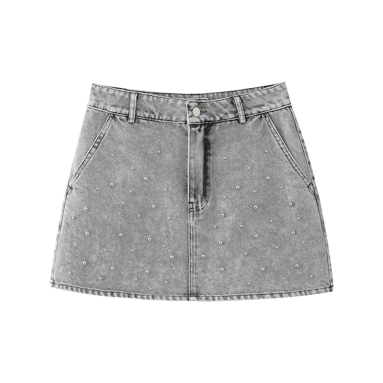 Znbbw New Artificial Pearl Denim Jacket 5862065 Miniskirt 5862066