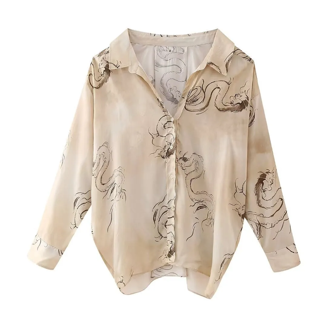 Znbbw New Print Loose Version Casual Shirt 2402010