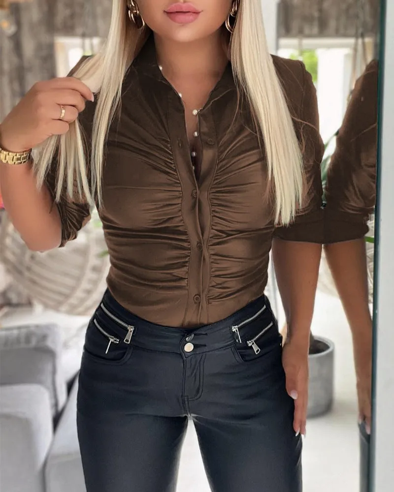 Znbbw Independent Station 2024 Autumn And Winter New Commuter Long-Sleeved Lapel Shirt Women's Stock