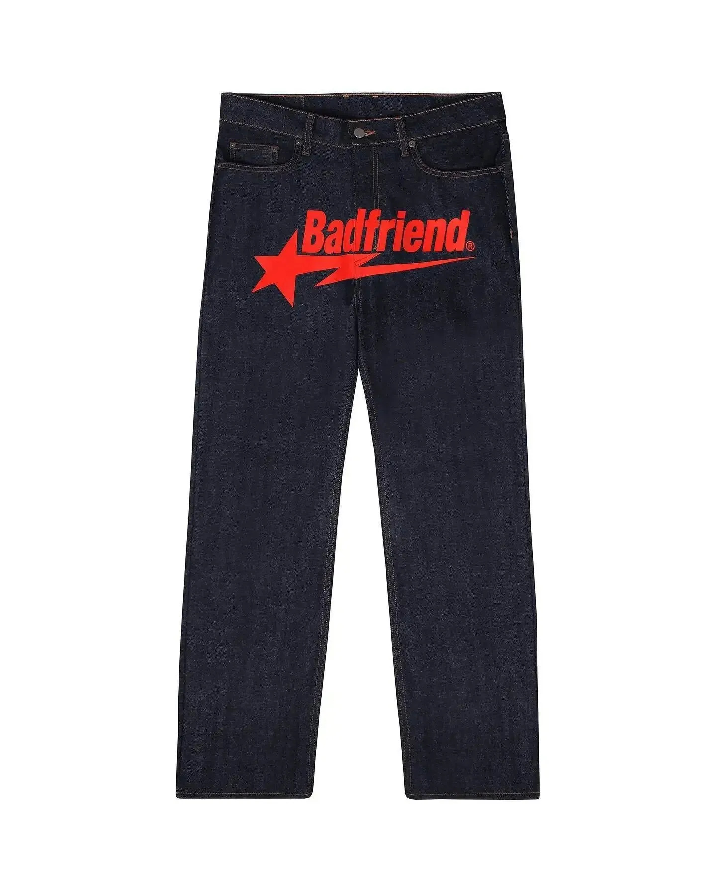 Znbbw Jeans Badfriend Letter Printed Pants Hip-Hop Baggy Jeans Original Old-Fashioned Punk Street Costumes