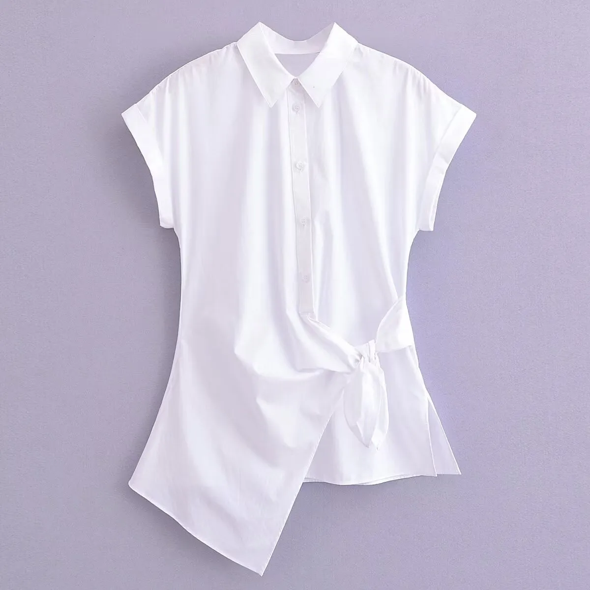 Znbbw New Spring Poplin Waist Shows Thin Lace Fashion Shirt 9479048