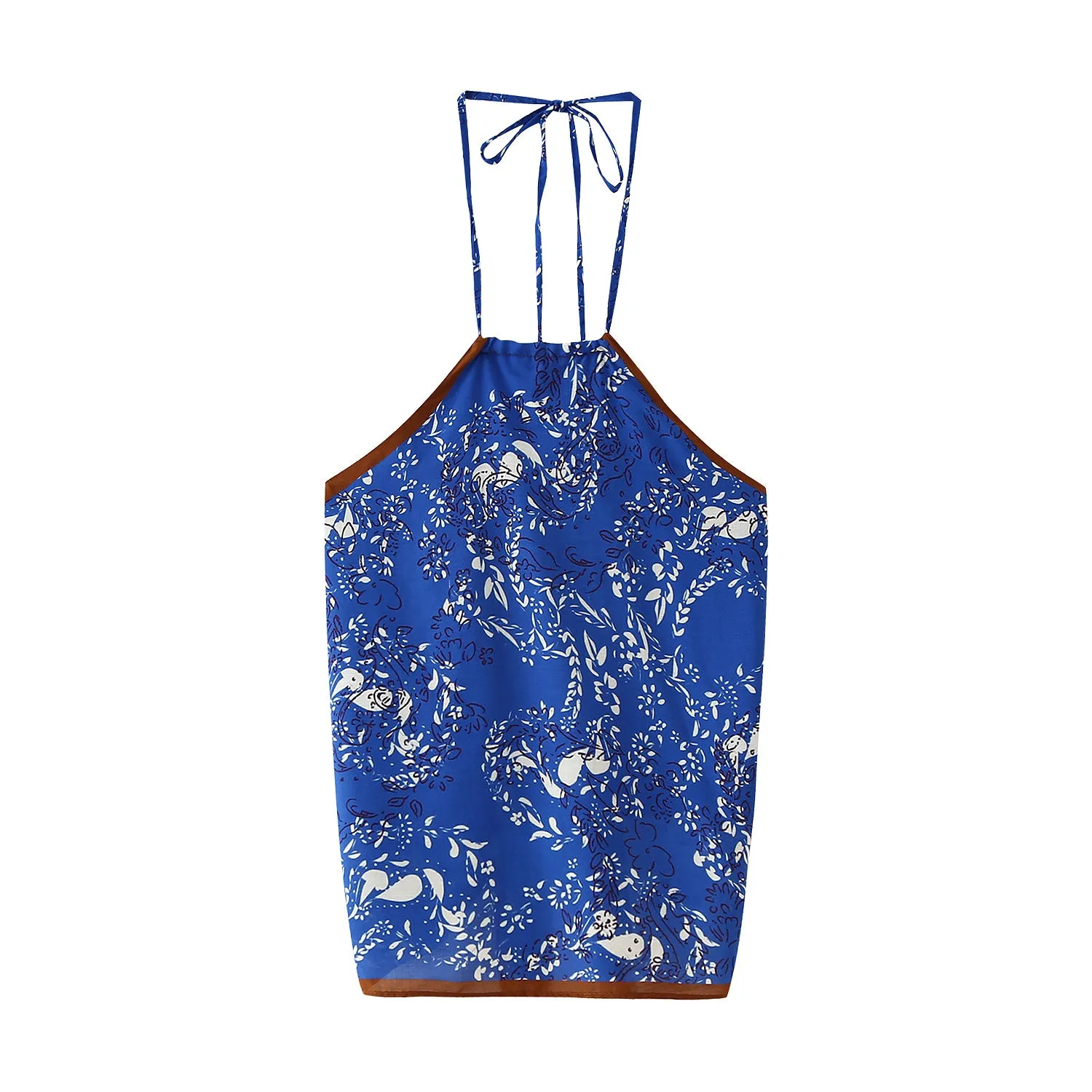 Znbbw Spring Print Neck-Hanging Blouse 3739028