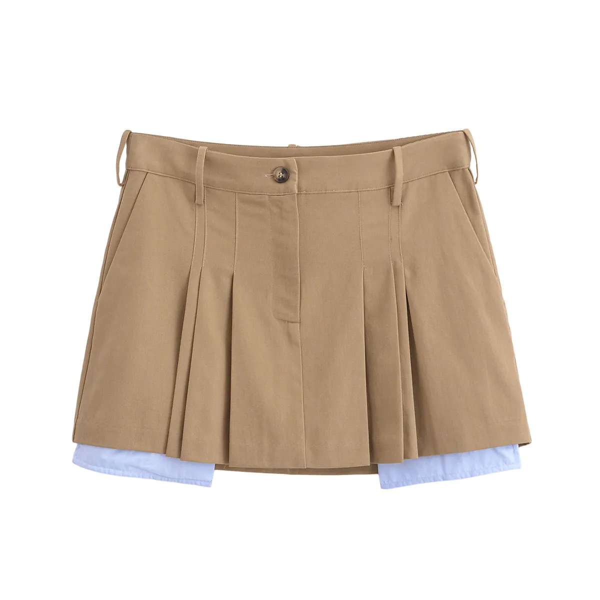 Znbbw Spring Pocket Sag Design Pleated Miniskirt 2157021