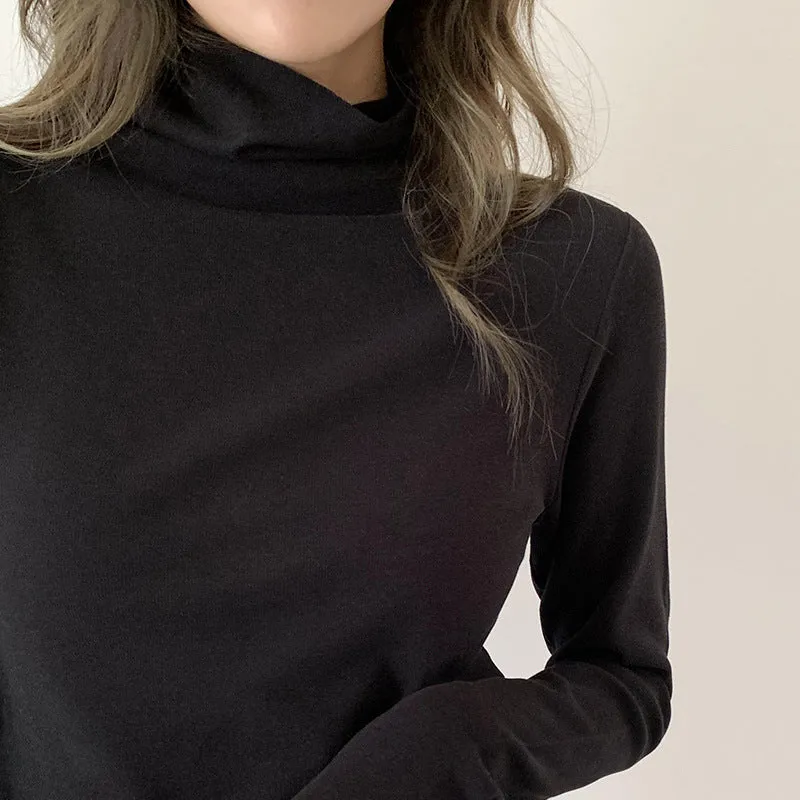 Znbbw Velvet Half-High Collar Bottomed Blouse In Autumn And Winter 202400 Long-Sleeved White Velvet Blouse In Spring And Autumn