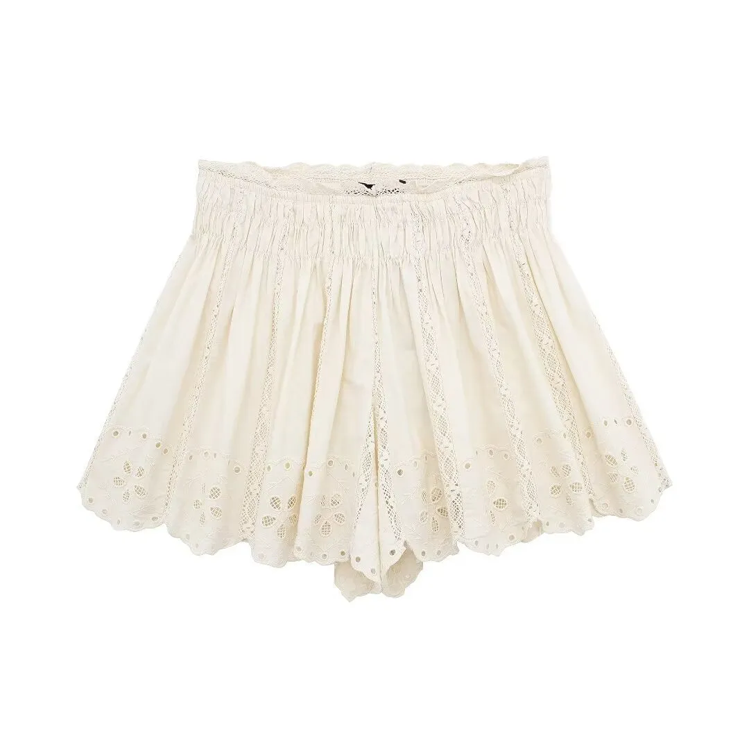 Znbbw Spring Embroidered Slim Halter Top 0881027 Embroidered Shorts 0881402