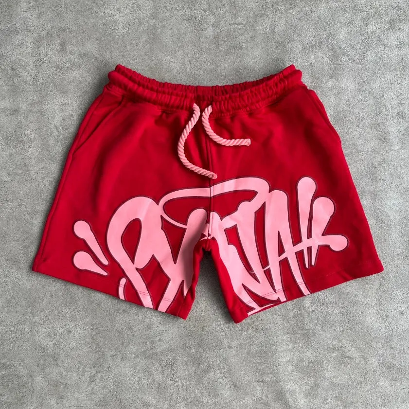 Znbbw Aesthetic High Street Hip-Hop Printed Letter Short-Sleeved T-Shirt Shorts Men's Summer Tide Brand Leisure Sports Suit